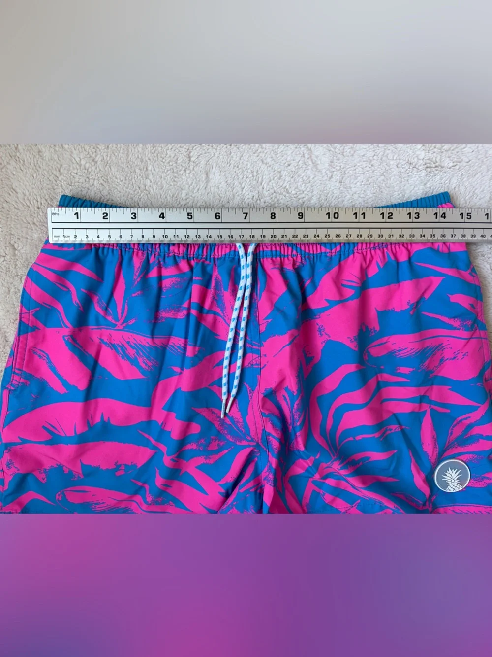 Chubbies Men's The Palm Springers Lined Pink & Blue 4” Swim Shorts Large